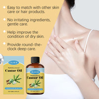 OUHOE Organic Castor Oil Moisturizes And Hydrates Hair, Eyebrows, Skin, Body Multi-Effect Care Gentle Massage