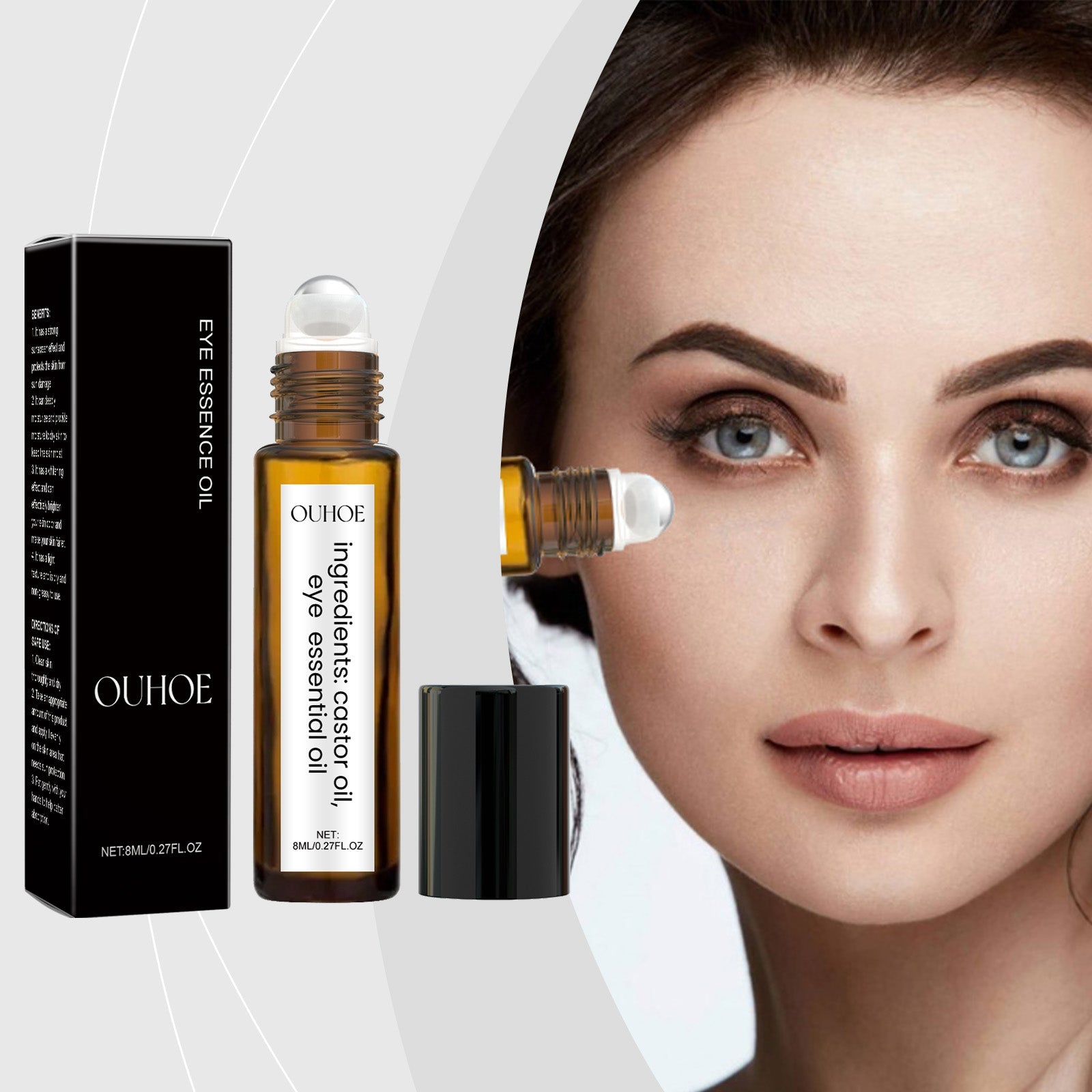 Ouhoe Castor Oil Eye Roller Brightening The Skin Around The Eyes Gentle Formula Easy To Use Eye Care Oil