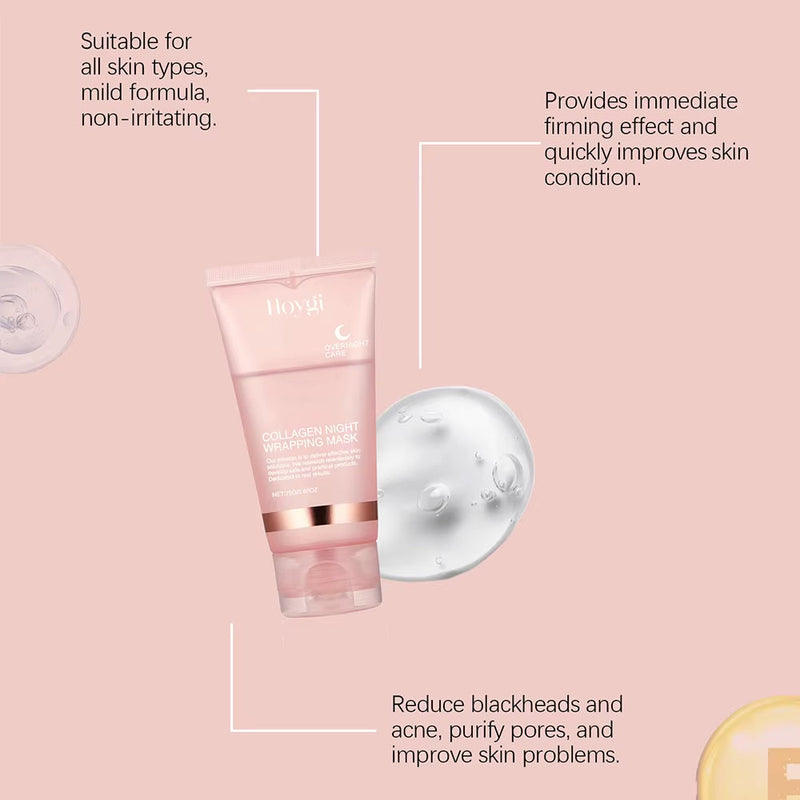 75/150ML Collagen Peel off Face Mask Deeply Hydrating Moisturizing Night Wrapping Mask Cream Firming Skin Peel-Off Facial Mask