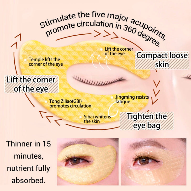 BREYLEE 24K Gold Eye Mask Caviar Collagen Essence New Style Eye Patch Anti Aging Remove Wrinkle Sheet Mask Eye Skin Care 10pairs