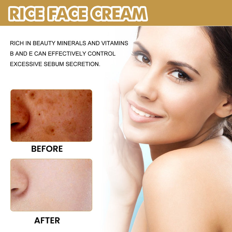 Rice Cream Gently Lightens Fine Lines, Hydrates, Moisturizes Pores, Tightens Facial Skin Care