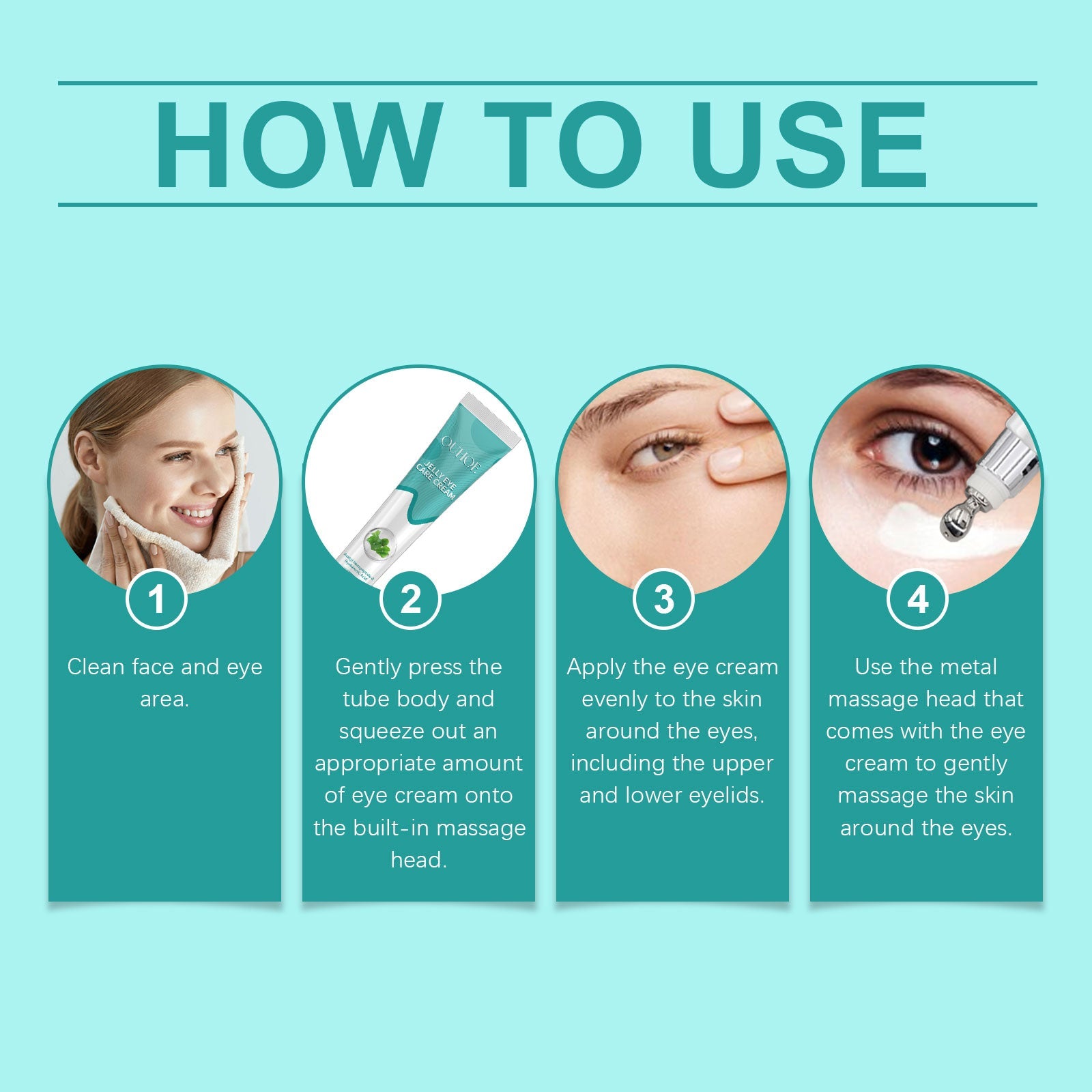 OUHOE Rolling Massage Eye Cream, Lift And Tighten Skin, Lighten Dull Moisture Delicate And Smooth Massage Eye Cream