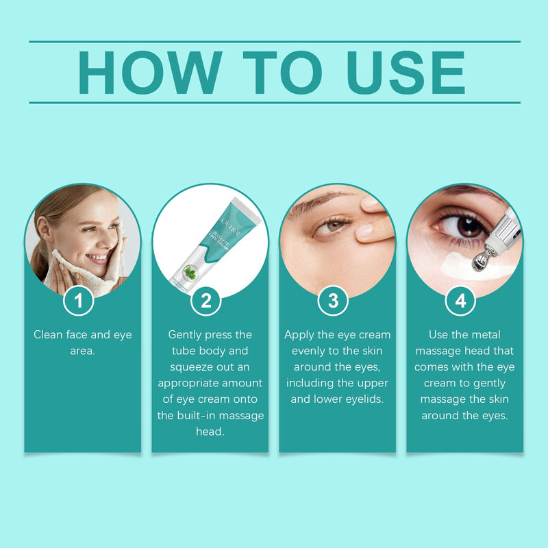OUHOE Rolling Massage Eye Cream, Lift And Tighten Skin, Lighten Dull Moisture Delicate And Smooth Massage Eye Cream