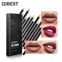 QIBEST Fashion Black Rod Lip Liner 12 Colors Mixed Color Lip Liner Set Waterproof Retouching Lipstick Pen