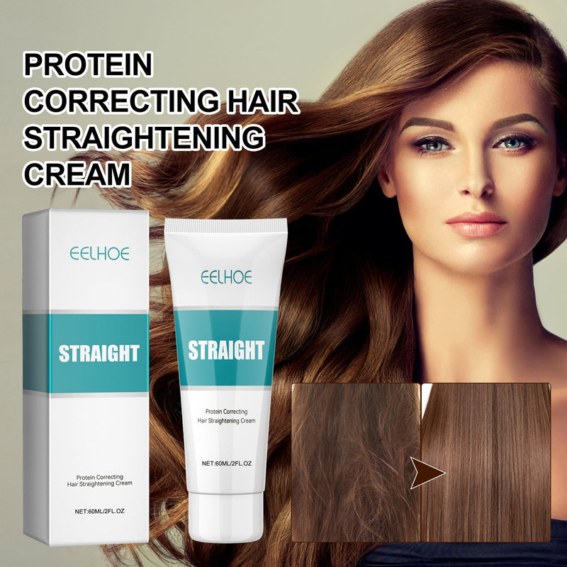 EELHOE Protein Correction Hair Straightening Cream, Smoothing Frizz Repair Split Damaged Hair Straightening Treatment Cream