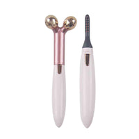 2 In 1 Electric Portable Heated Eyelash Curler 3D Face Slimming Massage Roller Eye Lashes Curling Tool Facial Beauty Tools