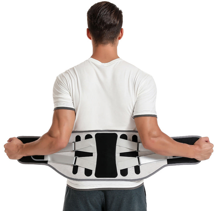 Widening waist belt and detachable steel plate lumbar support