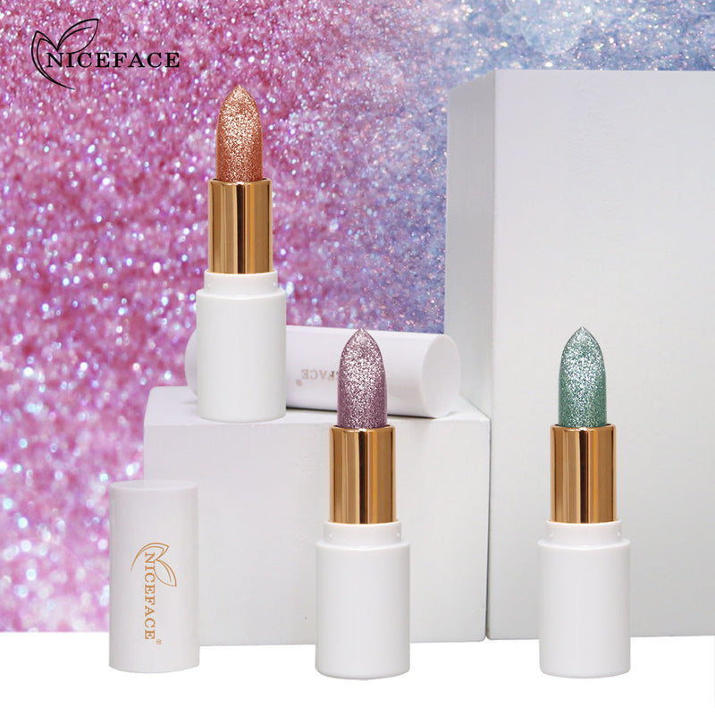 NICEFACE Charming Color-Changing Lipstick Bling Bling Slightly Flashing Warm Moisturizing Lipstick Waterproof And Not Easy To Fade