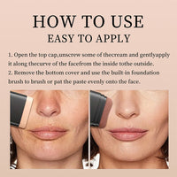 Oqianya Cream Foundation Concealer Long-Lasting Solid Foundation  Dual-Purpose Powder Puff Brush