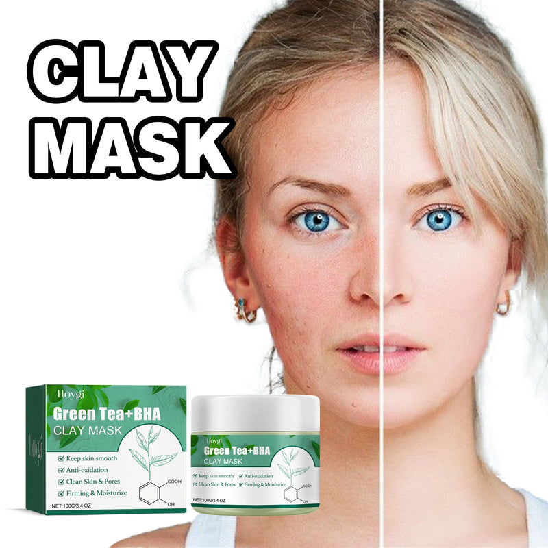 Green Tea Cleansing Mud Mask, Facial Cleansing Moisturizing Whitening Skin Blackhead Acne Removing Mud Mask
