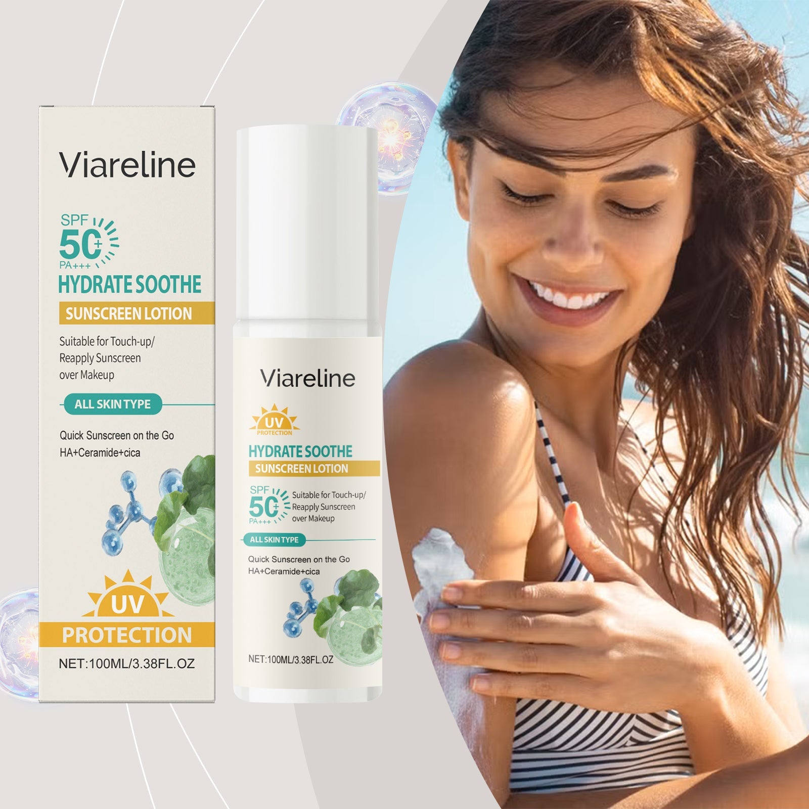 Viareline Moisturizing Protective Emulsion Hydrates And Moisturizes The Water Temperature, Refreshing And Comfortable Care For The Skin