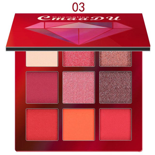 CMAADU Brand 9color Diamond Bright Eye Shadow Palette Matte Shimmer Glitter Eye Shadow Powder Cosmetic Party Makeup Kit