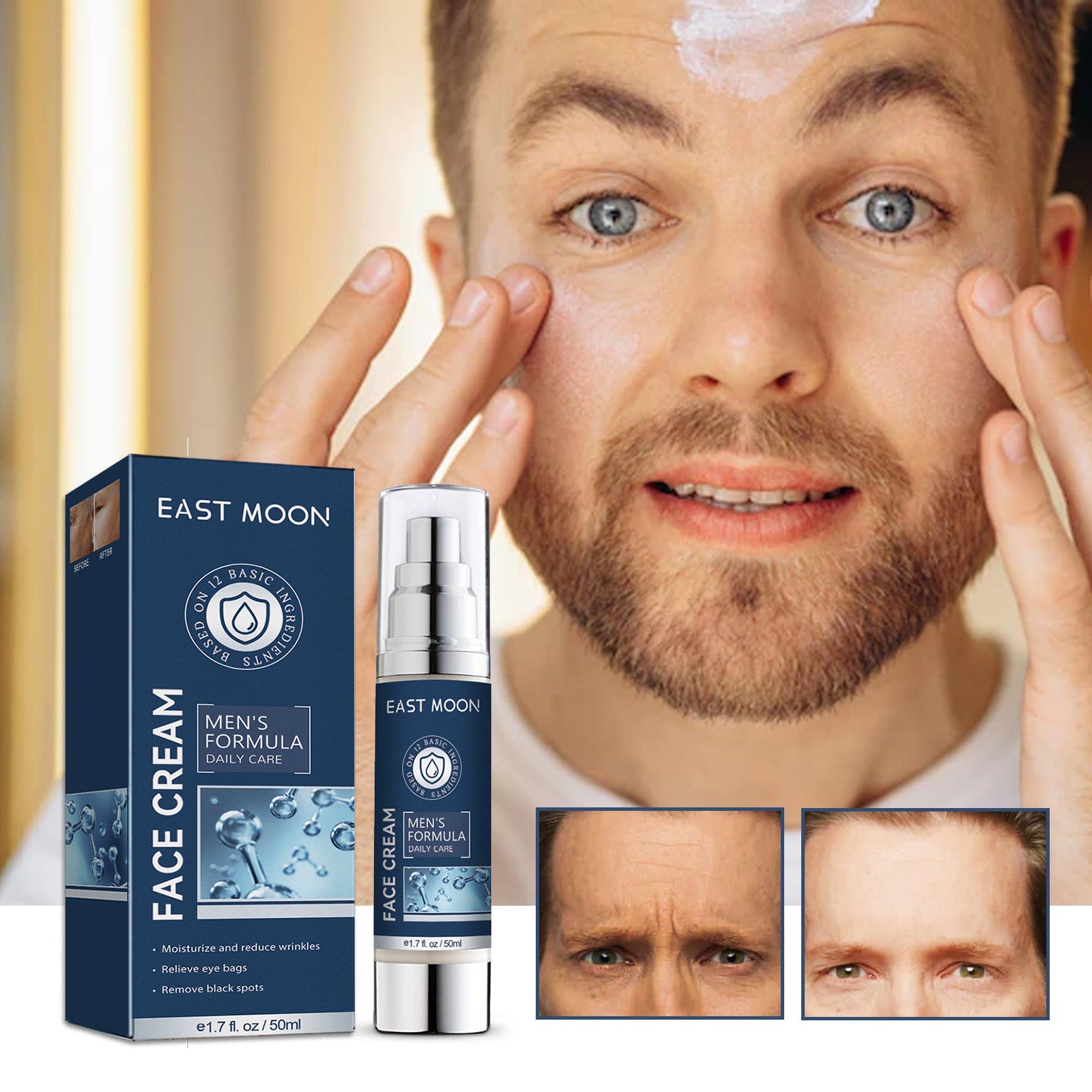 6 In 1 Face Cream For Men, Moisturizing And Smoothing Facial Cream For Fine Lines, Bags And Dark Circles