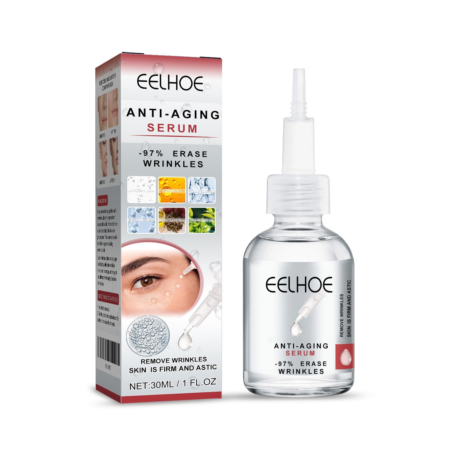 EELHOE Deep Cleansing Anti-Wrinkle Serum, Facial Skin Smoothing Fine Lines Hydrating Firming And Care Serum