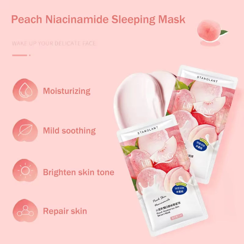 Moisturizin Mascarilla Facial Mask Shrink Pore Peach Niacinamide Sleeping Mask Disposable Face Mask Skin Care Improve Roughness