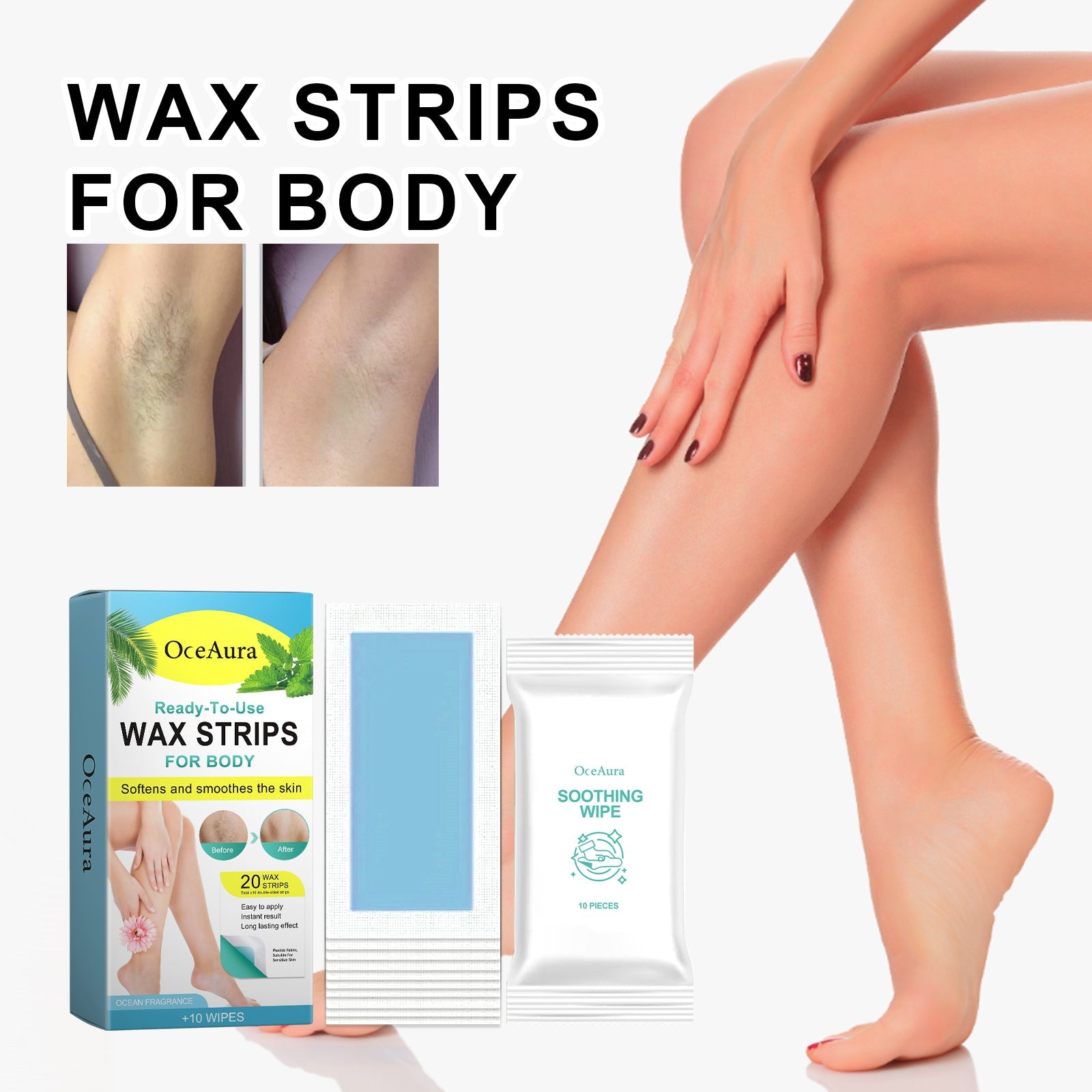 Wax Strips For Body, Arm Underarm Leg Mild Non-Irritating Fast Mild Smooth Hair
