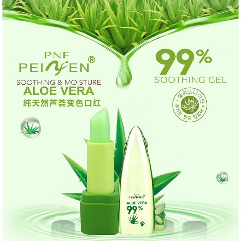 PNF Brand Aloe Vera Natural Moisturizer Lipstick Temperature Changed Color Lipbalm Natural Magic Pink Protector Lips Cosmetics