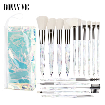 15 pcs Makeup Brushes Diamond Crystal Handle Makeup Tools Foundation Eyeshadow Brush