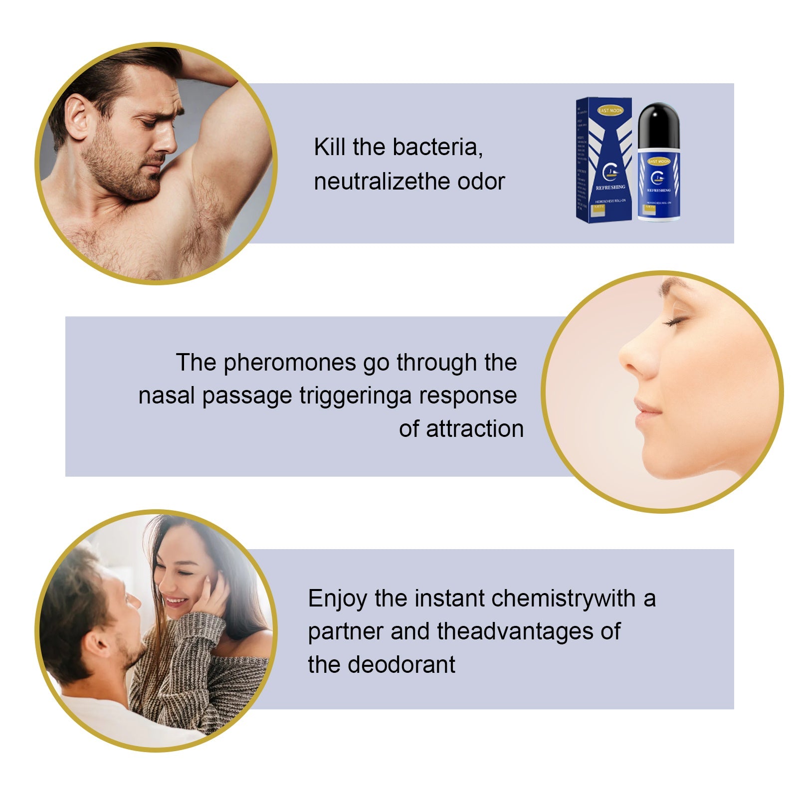 Men's Antiperspirant Roll-On Clean Underarm Sweat Odor Refreshing And Lasting Fragrance Roll-On Perspirant Suppression