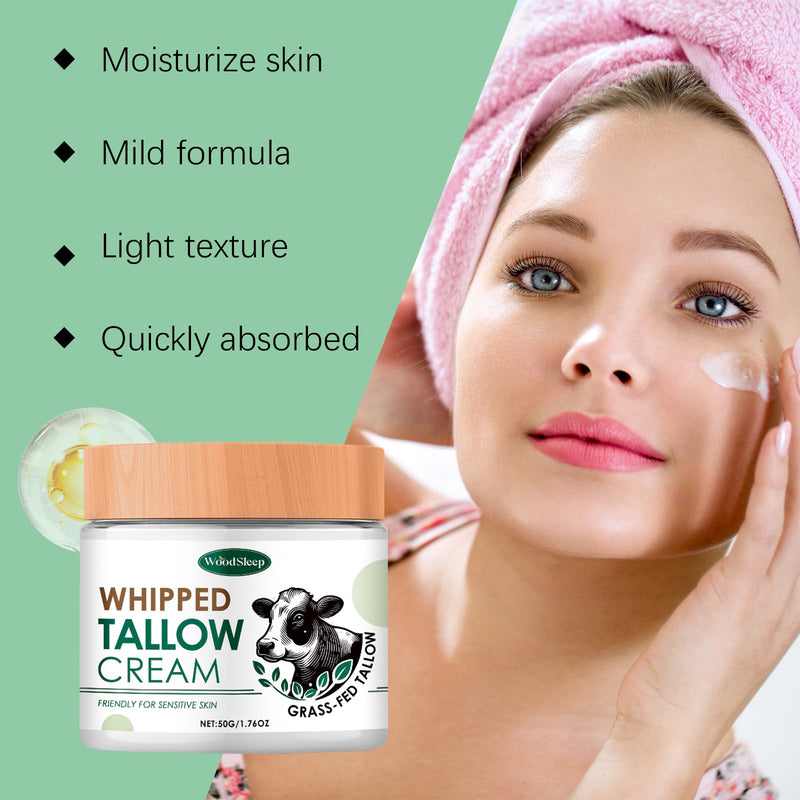 Woodsleep Grass-Fed Tallow Skin Cream - Moisturizes & Relieves Dry Skin, Brightening