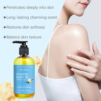 Caramel Vanilla Body Oil Hydrates Hydrating Skin Care Soothing Nourishing Skin Massage Oil