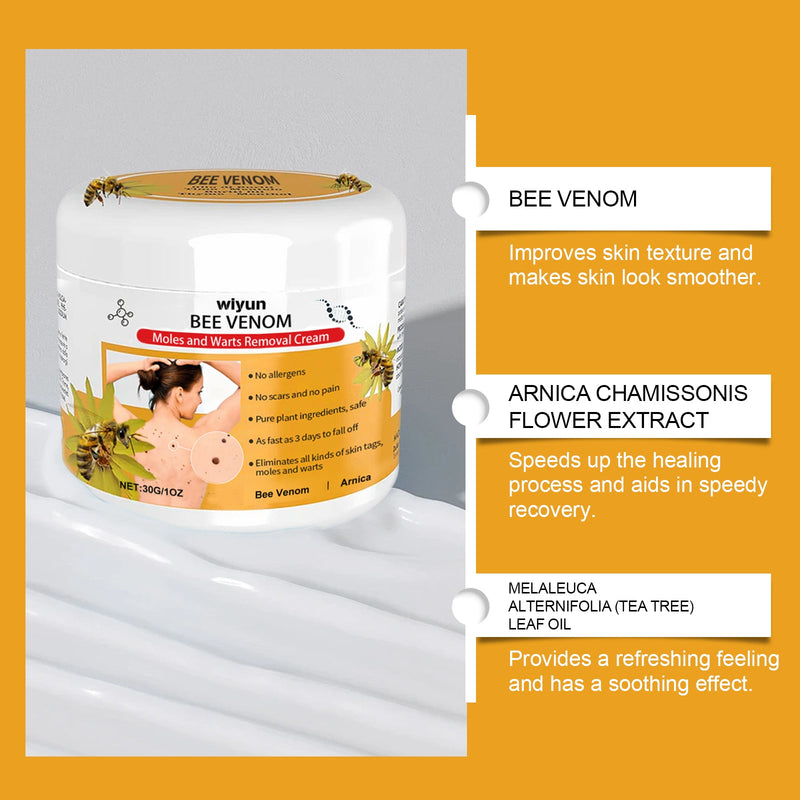 Bee Venom Wart Care Cream, Gently Cleanses Skin With Label, Moisturizes And Smoothes Skin