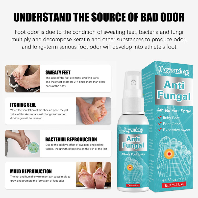 Athletes Foot Odor Removal Spray, Improve Smelly Feet, Sweaty Feet, Anti Itchy Odor Removal Spray