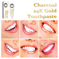 EELHOE Charcoal 24k Gold Toothpaste, Deep Clean Stained Teeth Yellow Care Mouth Fresh Breath White Beautiful Teeth