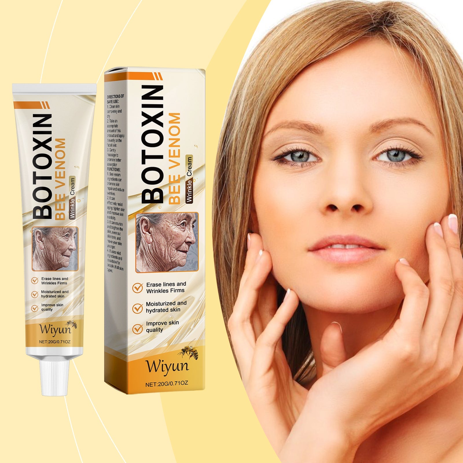 Wiyun Bee Venom Skin Care Cream, Gentle Nourishing Care Facial Skin Moisturizing Hydrating Tender Skin Care Cream