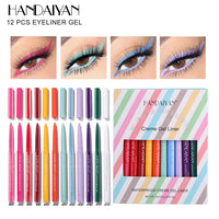 HANDAIYAN 12 Matte Colored Eyeliner Pens Quick Drying Gel Eyeliner Pens