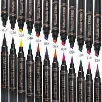 QIBEST Color Eyeliner Double-Headed Seal Color Eyeliner Pen Eyeliner Tail Seal Pen