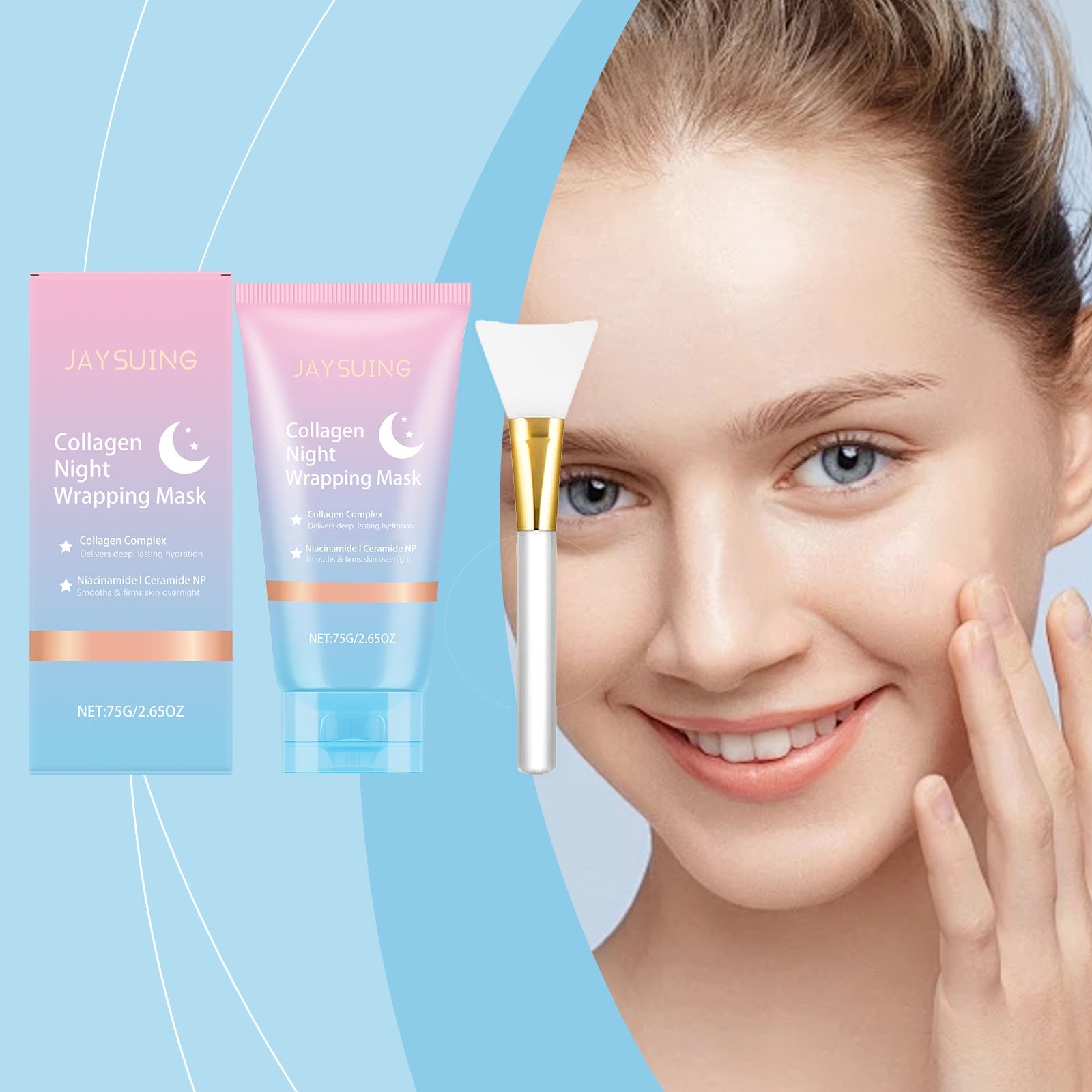 Jaysuing Collagen Night Peel-Off Mask, Cleanses Keratin, Moisturizes, Controls Oil And Nourishes The Skin. Peel-Off Mask