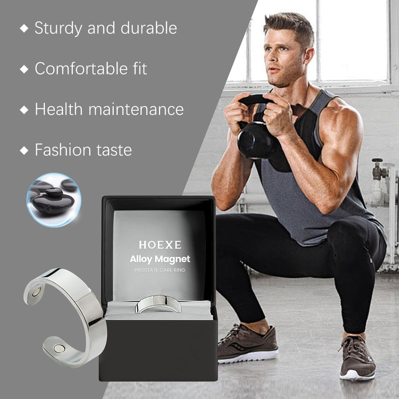 Hoexe Silver Magnetic Ring, Body Comfort Sports Portable Simple Men's Daily Accessory Ring