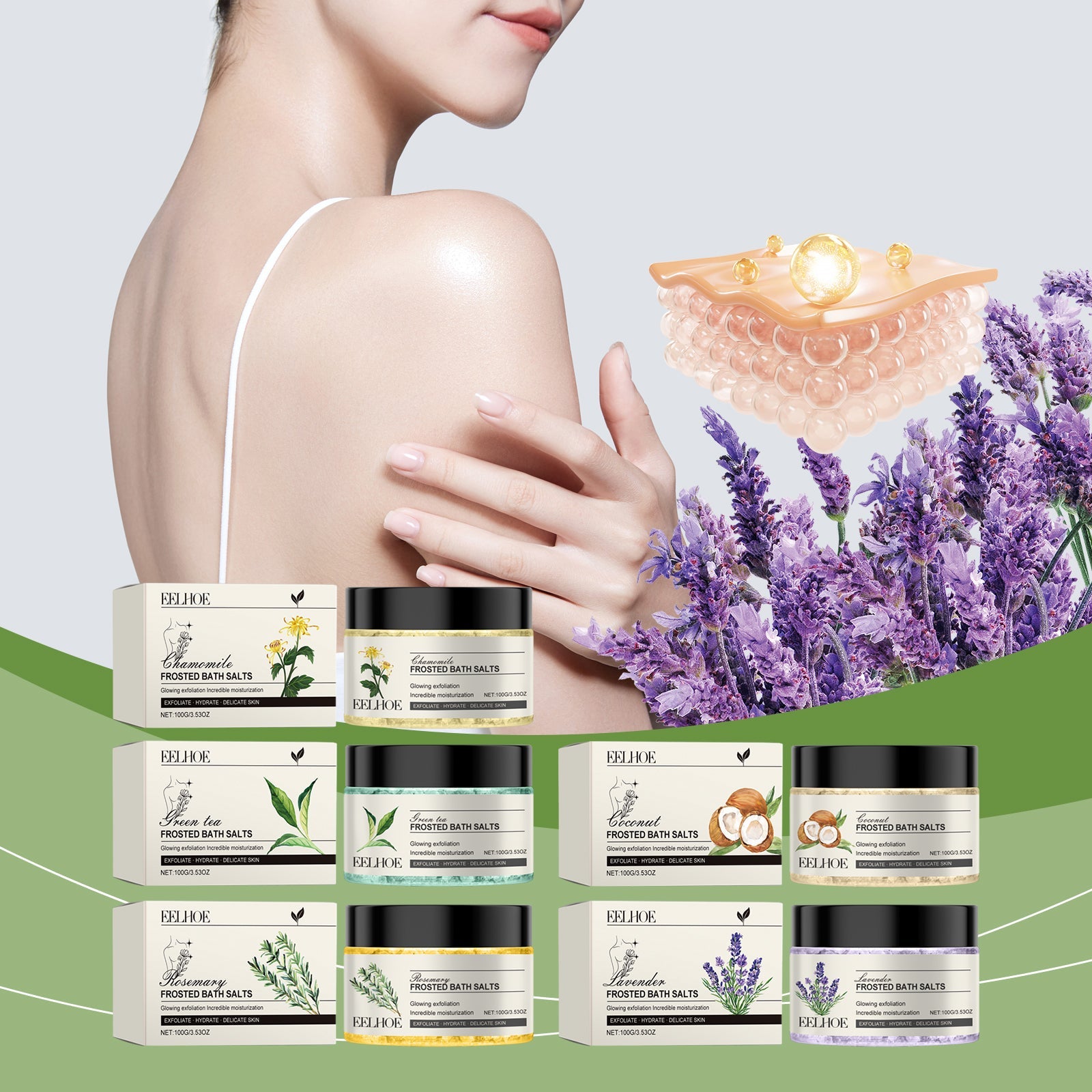 EELHOE Exfoliating Bath Salts Cleanse The Body, Nourish And Soothe Soft Skin, Moisturize And Smooth Bath Salts