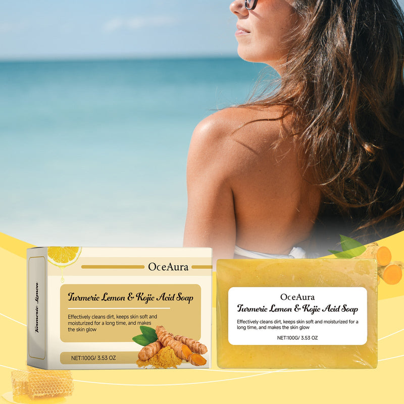 Turmeric Lemon Kojic Acid Soap Gently Cleanses And Moisturizes Skin, Body Cleansing And Refreshing Bath Soap