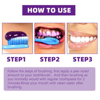 Jaysuing Purple Brightening White Toothpaste, Cleaning Stains Fresh Breath Brightening And Whitening Teeth Toothpaste