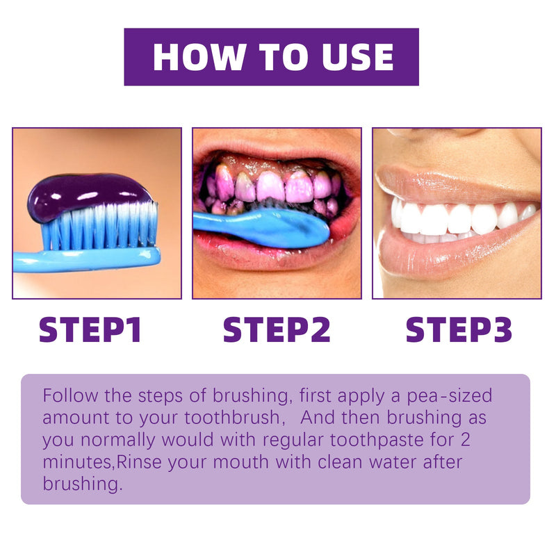 Jaysuing Purple Brightening White Toothpaste, Cleaning Stains Fresh Breath Brightening And Whitening Teeth Toothpaste