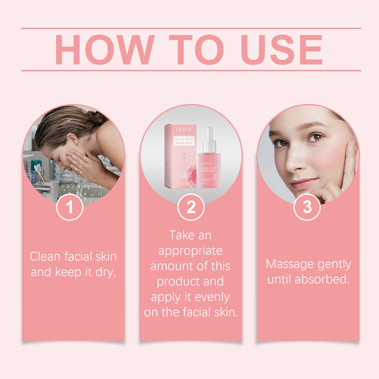 OUHOE Rose Facial Care Essence, Polypeptide Moisturizing Essence Brightening, Nourishing, Delicate And Repairing Skin