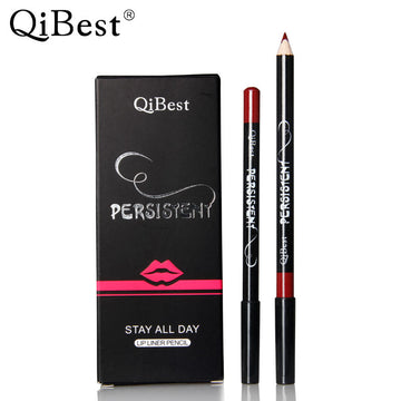 Qibest Fashion Black Rod Waterproof 12 Colors Lip Liner Lipstick Pen