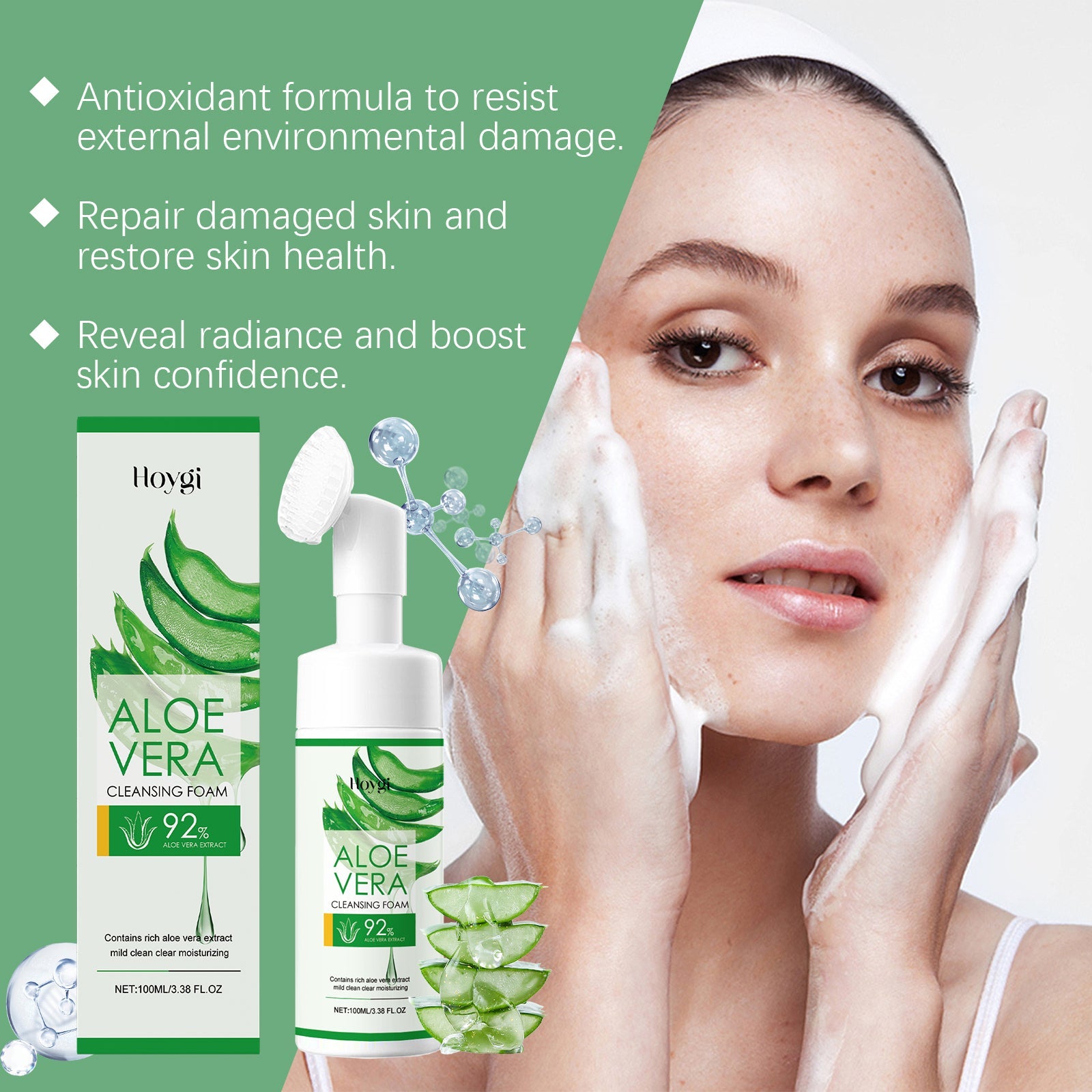 Aloe Vera Cleansing Foam Face Gently Cleanses Skin And Pores, Hydrates And Controls Oil, Moisturizes And Is Not Tight
