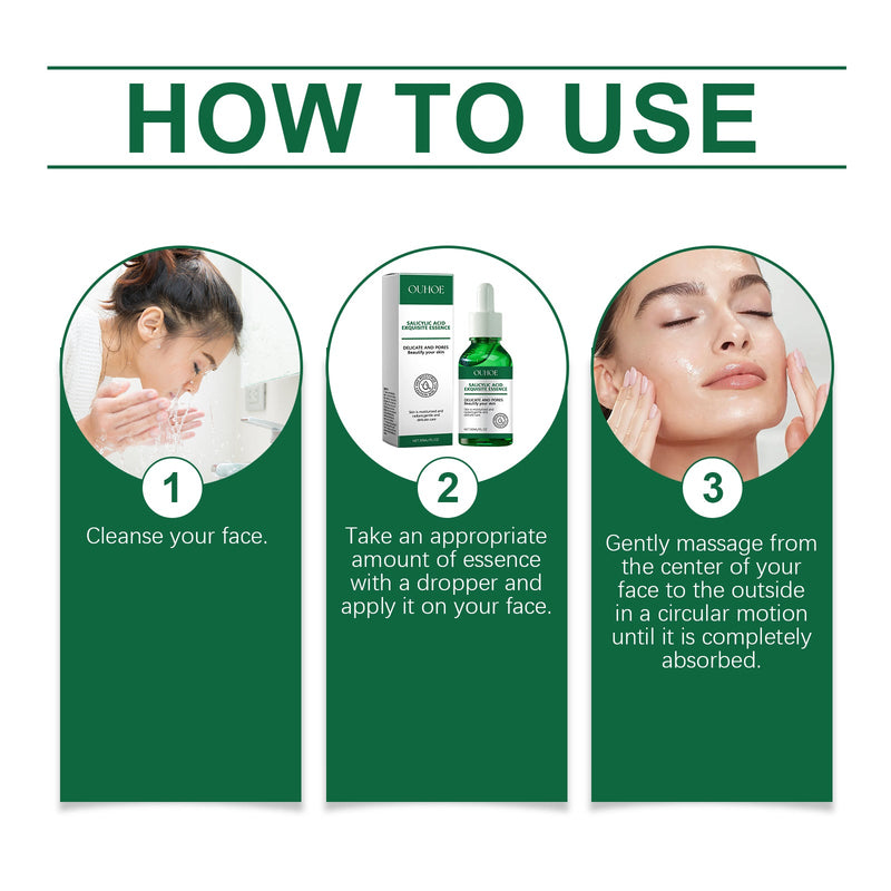 Ouhoe Salicylic Acid Pore Tightening Essence Gentle Repair Pore Clearing, Blackhead Removing And Brightening Essence