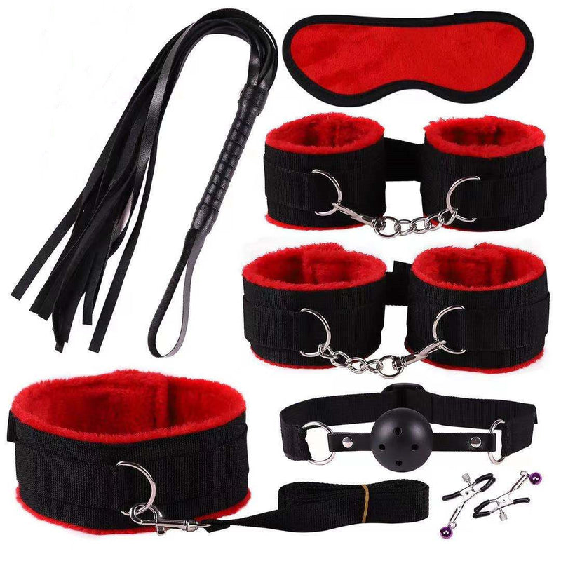 Nylon Plush Set Cross 18-Piece Set 7-Piece Set Leather Handcuffs Plush Anklets