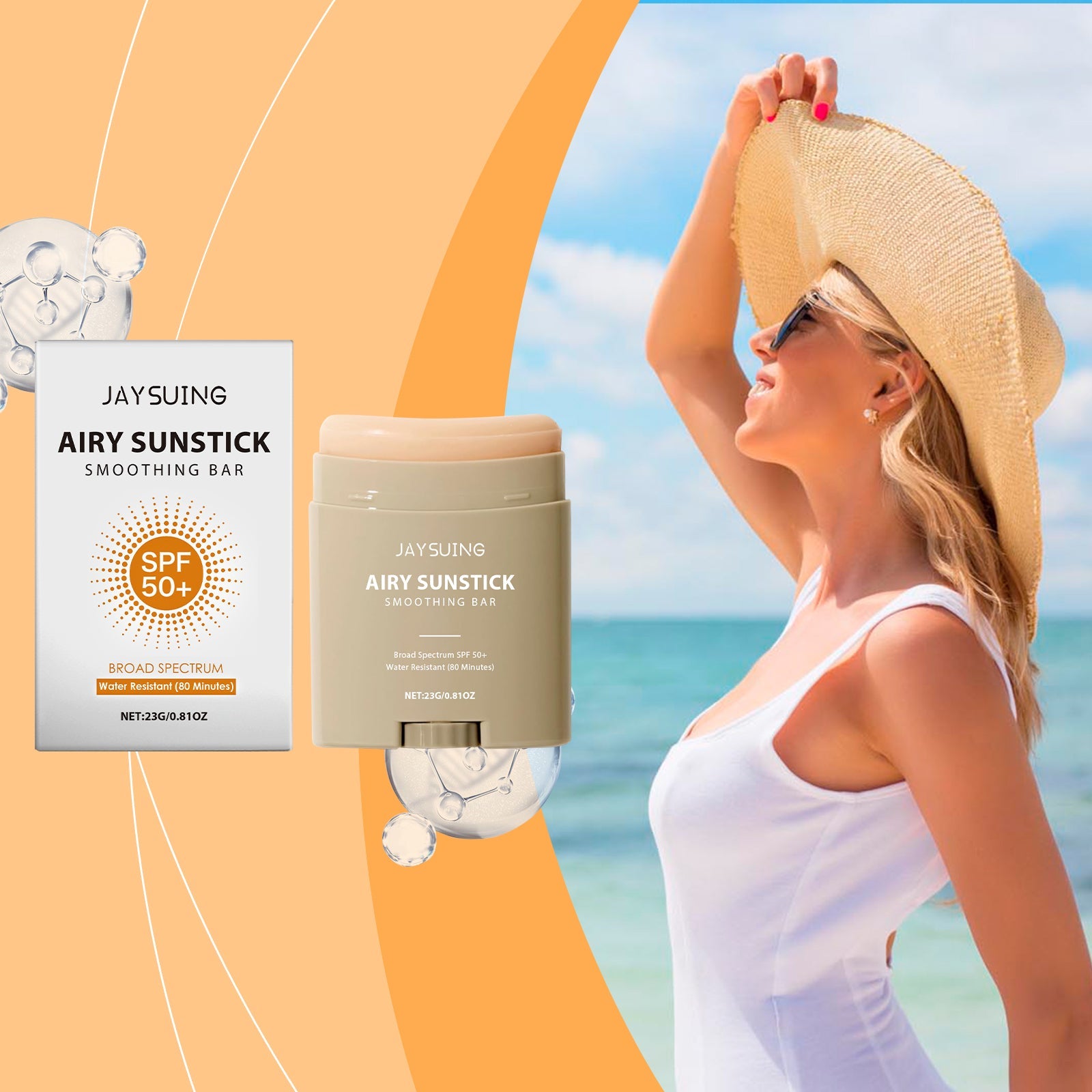 Jaysuing The Refreshing And Moistening Protective Stick, Suitable For Outdoor Beaches. It Is Naturally Moisturizing, Semi-Matte, Non-Greasy, Light And Convenient