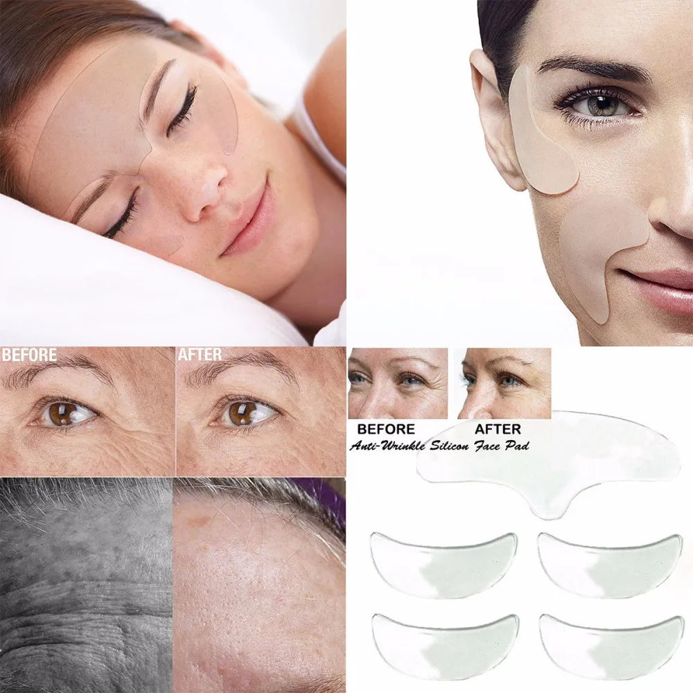 Reusable anti Wrinkle Eye Chin Forehead Skin Care Pads 100% Medical Grade Silicone Reusable Face Lifting Invisible Patches