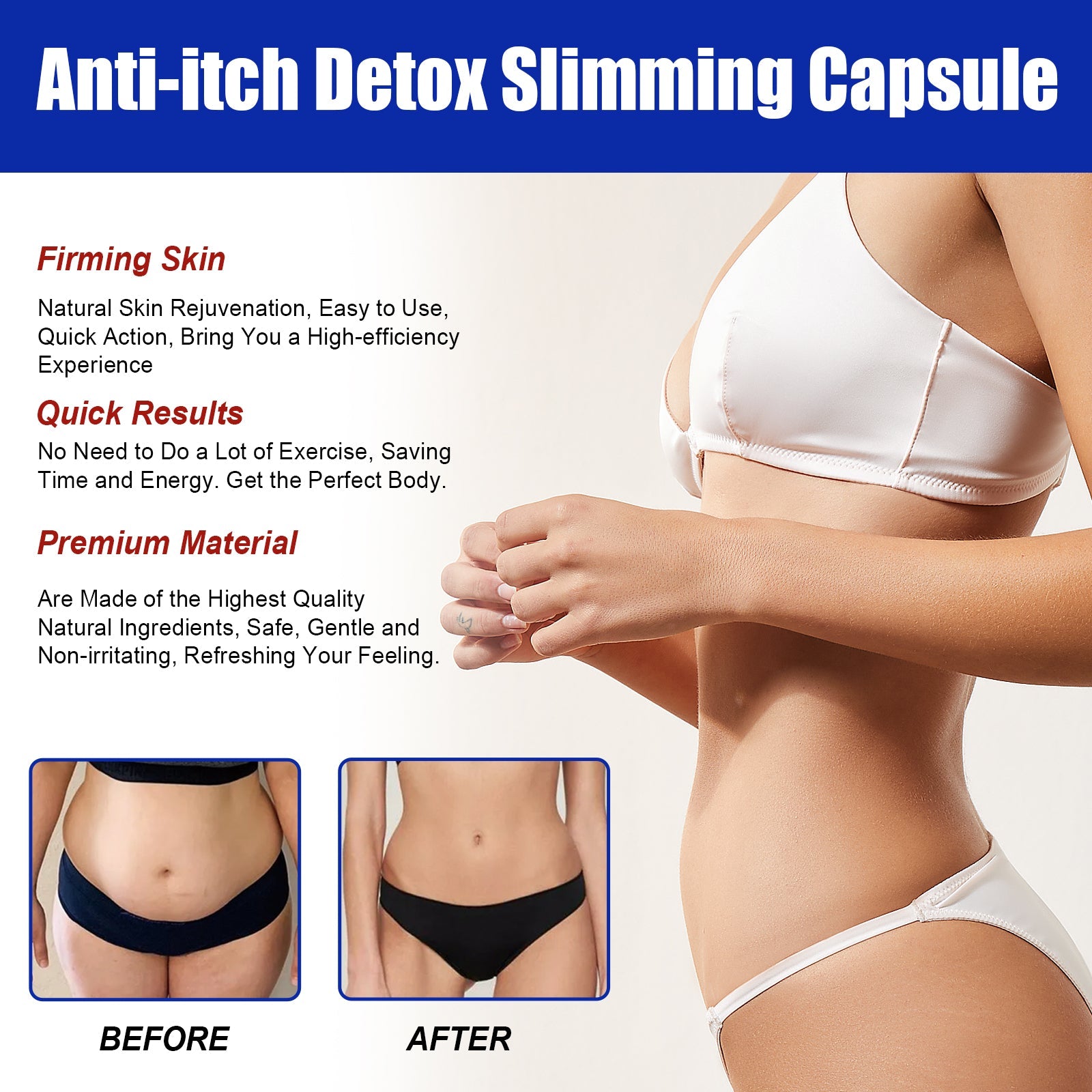 Anti-itch Detox Sliming Capsule, Firming Arms Bye Belly Fat Body Shaping Capsule For Women