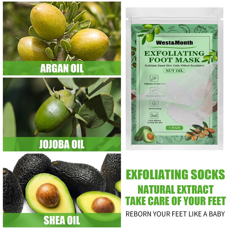 West&Month Nut Oil Foot Mask, Niacinamide Foot Mask Exfoliates Dead Skin Moisturizing And Repairing Foot Mask