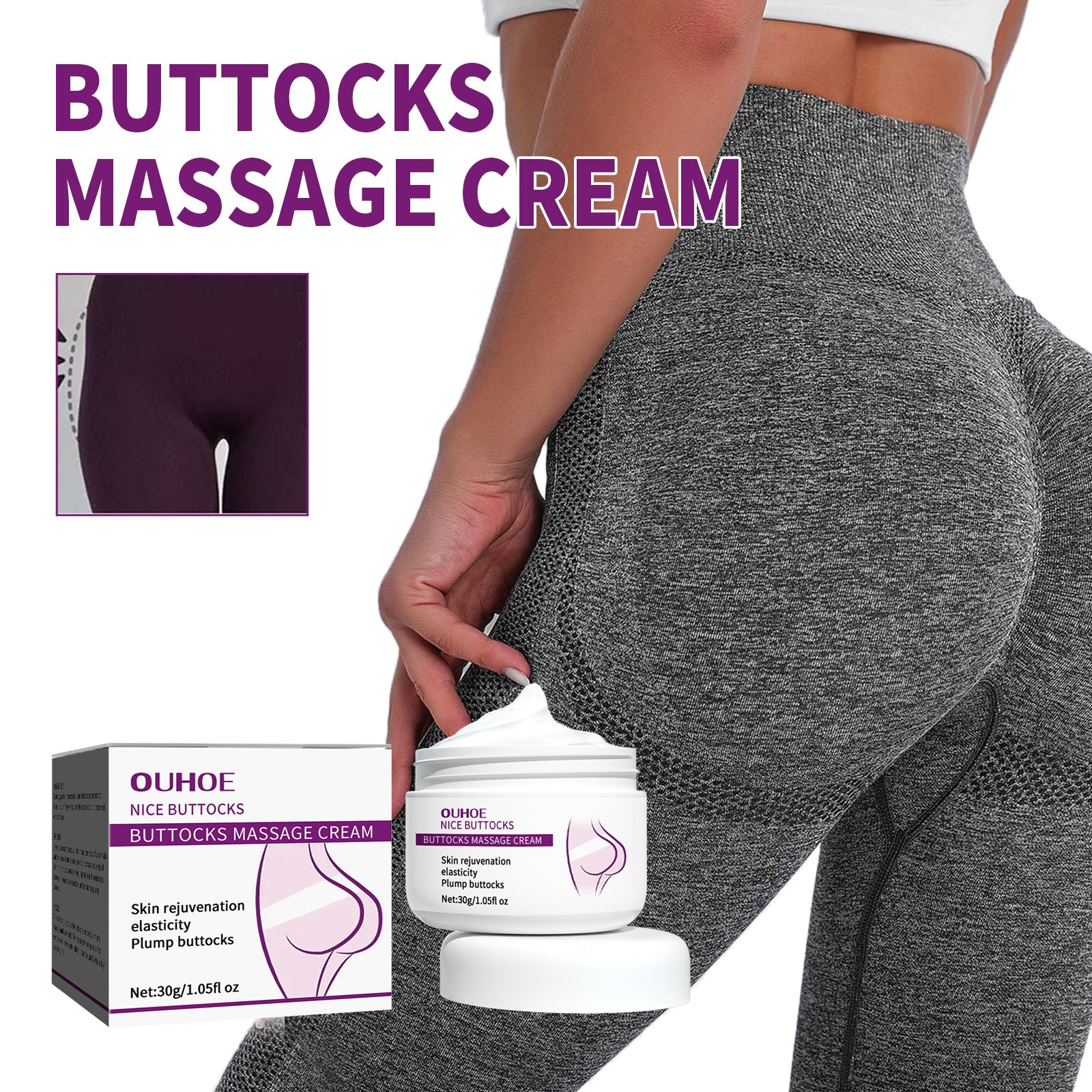 OUHOE Buttocks Massage Cream, Butt Massage Treatment Firming And Toning Up Buttocks And Slimming Up Hips Cream