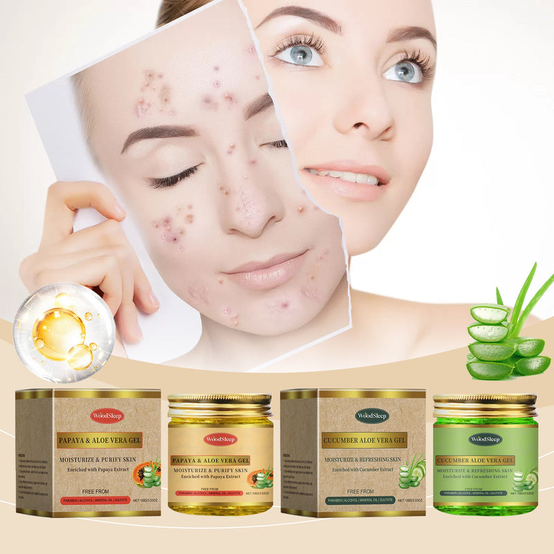 WoodSleep Papaya Aloe Vera Hydrating Gel Facial Cleansing Aloe Vera Gel Moisturizing Nourishing Gentle Exfoliating