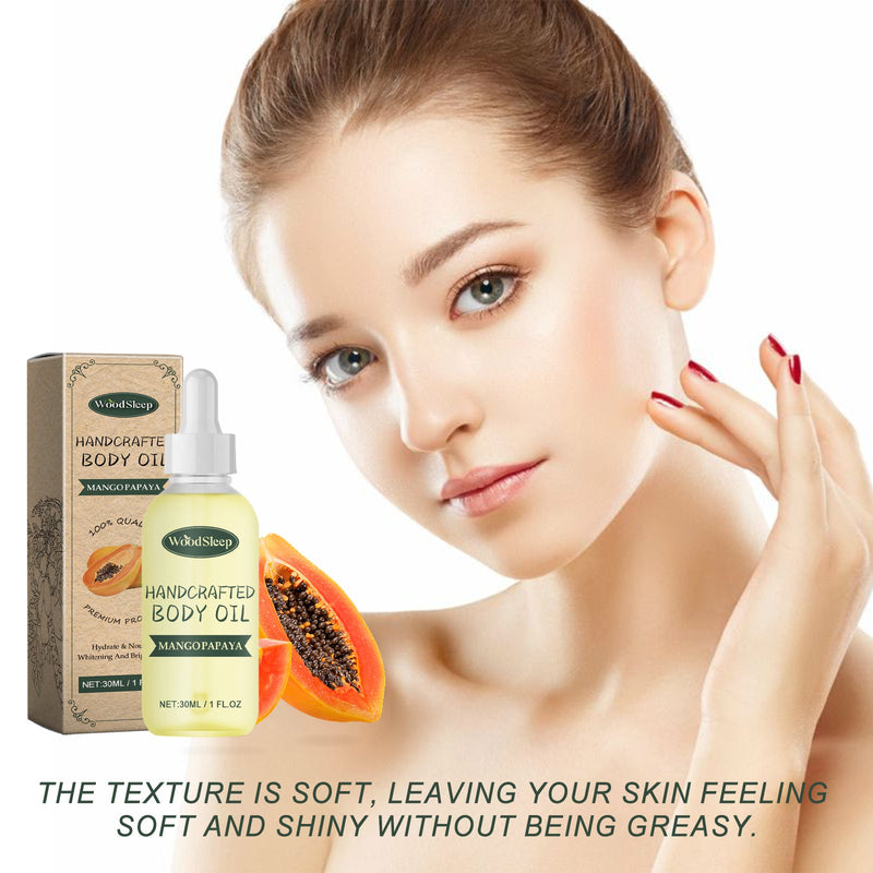 Mango Papaya Handcrafted Body Oil, Muscle Repair Blain Clean Moisturize Skin Shine Bright Essence