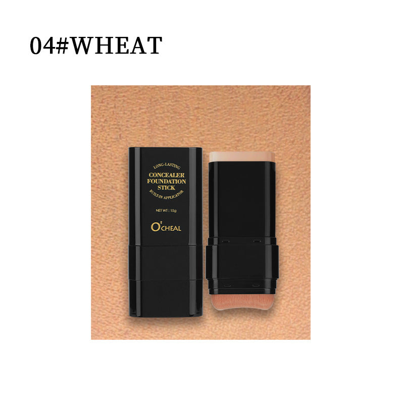 Oqianya Cream Foundation Concealer Long-Lasting Solid Foundation  Dual-Purpose Powder Puff Brush